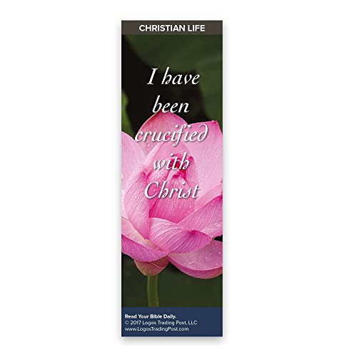 Christian Bookmark with Bible Verse, Pack of 25, Christian Life Themed, I Have Been Crucified with Christ, Galatians 2:20