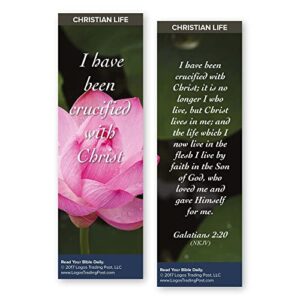 Christian Bookmark with Bible Verse, Pack of 25, Christian Life Themed, I Have Been Crucified with Christ, Galatians 2:20