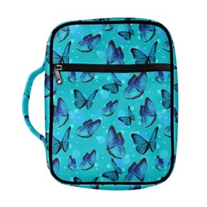 jndtueit blue butterfly bible covers bible case for women girls, morpho butterflies great for bible study/daily use, turquoise men bible journal protective carrier handbag