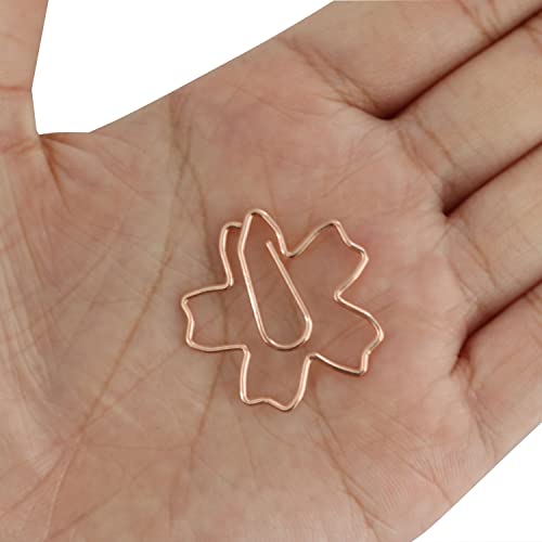 YYANGZ 12PCS Sakura Paperclip Cherry Blossom Shape Paper Clips Decorative Paper Clips Bookmark Marking Document Organizing, Rose Gold