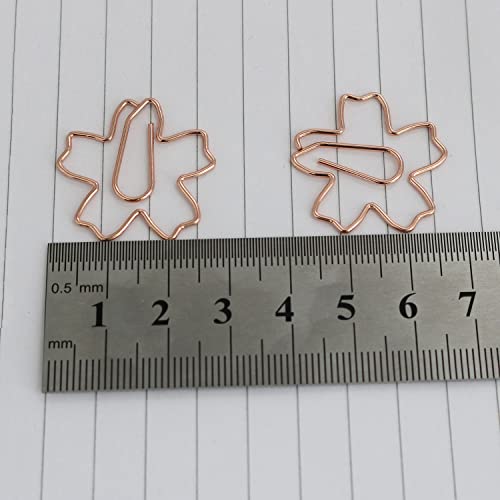 YYANGZ 12PCS Sakura Paperclip Cherry Blossom Shape Paper Clips Decorative Paper Clips Bookmark Marking Document Organizing, Rose Gold