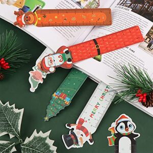 60 Pcs Christmas Bookmark Rulers Christmas Tree Bookmark Rulers Snowman Santa Christmas Tree Elf Penguin Elk Animal Design Funny Bookmarks Rulers Christmas Themed Prints Christmas Presents for Student