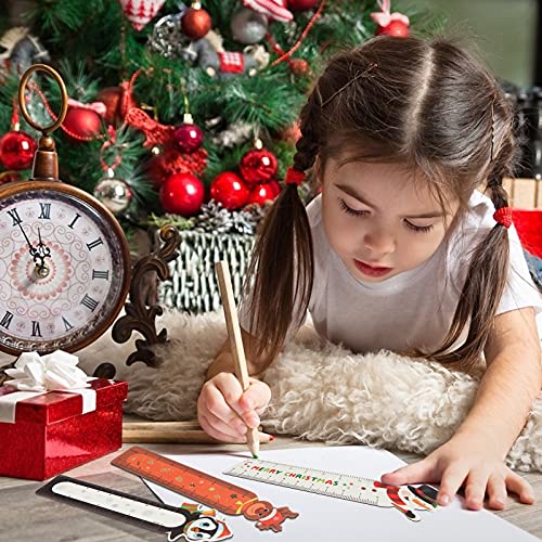 60 Pcs Christmas Bookmark Rulers Christmas Tree Bookmark Rulers Snowman Santa Christmas Tree Elf Penguin Elk Animal Design Funny Bookmarks Rulers Christmas Themed Prints Christmas Presents for Student