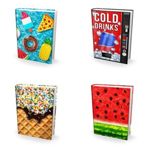 Easy Apply, Reusable Book Covers 4 Pk. Best 8x10 Textbook Jackets for Back to School. Stretchable to Fit Most Medium Hardcover Books. Perfect Fun, Washable Designs for Girls, Boys, Kids and Teens