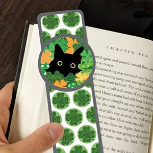 St. Patrick's Day Black Cat Shamrock Set of 3 Glossy Laminated Bookmarks