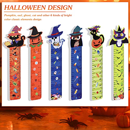 144 Pieces Halloween Bookmark Rulers Party Favors, Ruler Markers 6 Designs with Pumpkin Ghost Halloween Prints for Holiday Bookmark, Halloween Decorations, Classroom Rewards and Trick or Treat Prizes