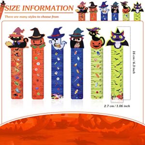 144 Pieces Halloween Bookmark Rulers Party Favors, Ruler Markers 6 Designs with Pumpkin Ghost Halloween Prints for Holiday Bookmark, Halloween Decorations, Classroom Rewards and Trick or Treat Prizes