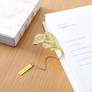 Bookmark 1PC Floral Brass Bookmark Chinese Style Tassel Pendant Book Clips Retro Pagination Mark Reading Tool School Office Supplies(Lilies)