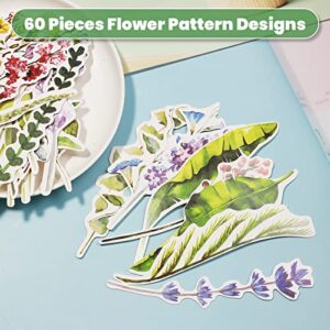 NEWEST 60 Pieces Colorful Flower Bookmarks, Paper Bookmark Card Sets Page Markers for Students Reading, 30 Designs