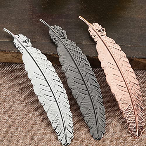 SONGBIRDTH Bookmark Electroplating Brass Exquisite Feather Bookmark Stationery for Daily Black A