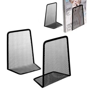 luosh 1 Pair Mesh Bookends Metal Desk Bookends Desk Organizer Desktop Office Home Book Support for Shelves