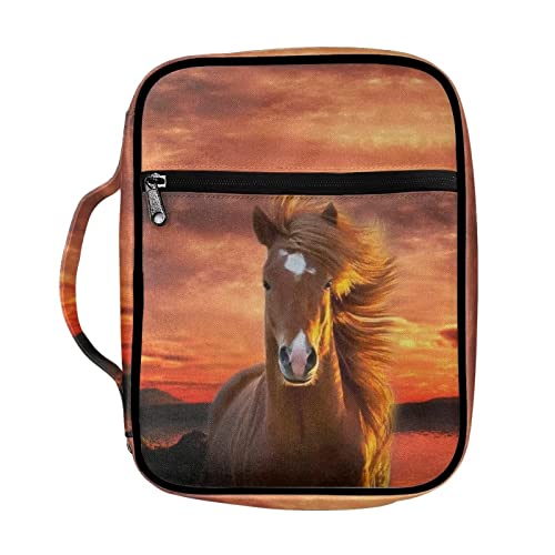 WELLFLYHOM Wild Horse Bible Cover for Women Large Size Bible Book Cover with Handle Bible Carrying Case Portable Bible Study Holder Church Bags Christian Gifts for Girls Kids