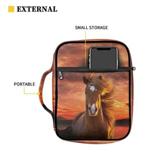 WELLFLYHOM Wild Horse Bible Cover for Women Large Size Bible Book Cover with Handle Bible Carrying Case Portable Bible Study Holder Church Bags Christian Gifts for Girls Kids