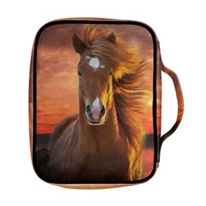 WELLFLYHOM Wild Horse Bible Cover for Women Large Size Bible Book Cover with Handle Bible Carrying Case Portable Bible Study Holder Church Bags Christian Gifts for Girls Kids