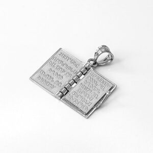 Religious Jewelry by FDJ Polished Sterling Silver 3D Armenian Holy Bible Book w/Lord's Prayer Charm Pendant