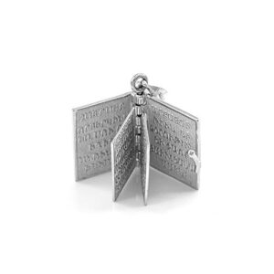 Religious Jewelry by FDJ Polished Sterling Silver 3D Armenian Holy Bible Book w/Lord's Prayer Charm Pendant