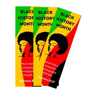 30 Count Religious Black History Month Bookmarks Gifts Romans 8:37 More Than Conqueror Unstoppable Strength Bulk Inspirational Church Handouts Pack