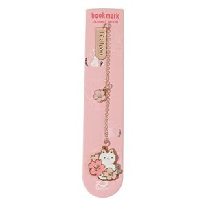 Romantic Sakura Rabbit Alloy Chain Pendant Bookmark Alloy Chain Paper Clips Book Tag School Office Supply(B)