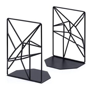 inktus bookends bookends, decorative metal book ends book supports for shelves, book end unique geometric design bookend, 1 pair/2 pieces for home office (color : onecolor)