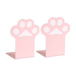 vref sujetalibros, sujetalibros， 2pcs cute paw book stand holder shelf desktop bookends for kid child student 5.67×4.06 inches sujetalibros para estanterías