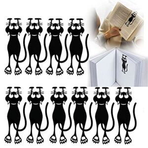 curious black cat page markers bookmarks, reusable creative funny hollow cat pattern hanging bookmarks for literature lovers readers students gifts (10pc)