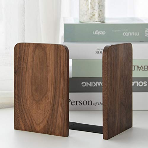 Tbkoly Home Decor Walnut Bookends Creative Wooden Bookend Desktop Storage Box Book Clip Thickened Book Stand, Office Desk Book End for Shelves, Pack of 2 Pairs Book Ends