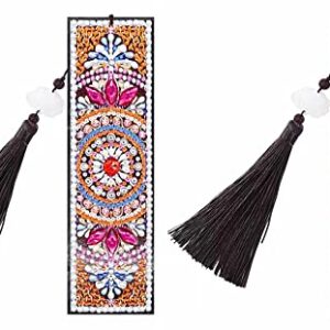 Diamond Painting Bookmarks Flowers - Inegovin 2 Pack DIY Bookmark Diamond Painting Set, Special-Shaped Crystal Drill Diamond Art Bookmark with Tassel Crystal Diamond Dots for Adult Students