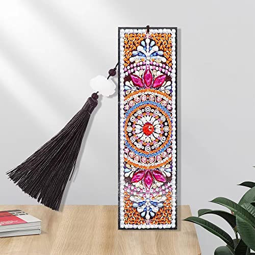 Diamond Painting Bookmarks Flowers - Inegovin 2 Pack DIY Bookmark Diamond Painting Set, Special-Shaped Crystal Drill Diamond Art Bookmark with Tassel Crystal Diamond Dots for Adult Students