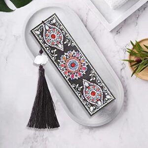 Diamond Painting Bookmarks Flowers - Inegovin 2 Pack DIY Bookmark Diamond Painting Set, Special-Shaped Crystal Drill Diamond Art Bookmark with Tassel Crystal Diamond Dots for Adult Students