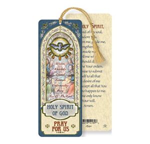 wj hirten laminated holy spirit of god bookmark with gold tone foil stamping and enameled medal, pack of 10