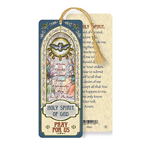 WJ Hirten Laminated Holy Spirit of God Bookmark with Gold Tone Foil Stamping and Enameled Medal, Pack of 10