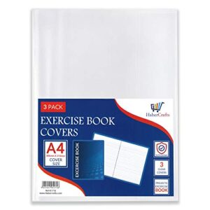 a4 book cover plastic exercise book covers clear school notebook protector cover film transparent jacket protective sleeve books 30cm x 21cm (a4 size – pack of 9)