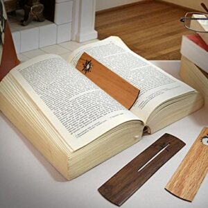 American Made Hardwood Bookmark Set for Book Lovers, Fantasy Theme (Dragon, Longsword, Sun Symbols)