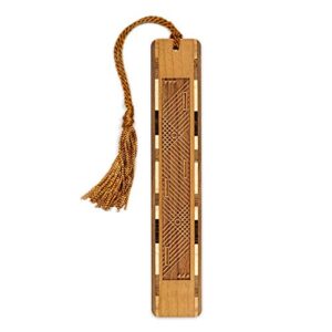 harp strings engraved wooden bookmark with copper tassel – made in usa