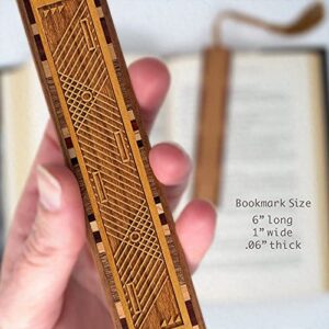 Harp Strings Engraved Wooden Bookmark with Copper Tassel - Made in USA