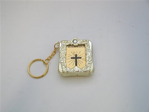 Bible Keychain Key Chain Religious Favor - English - Gold (12 Pack)