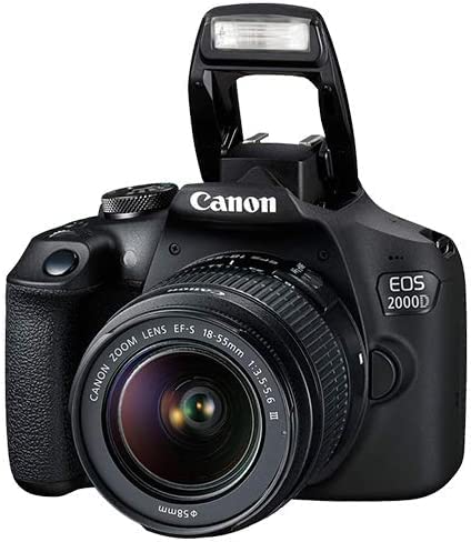 Camera EOS 2000D (Rebel T7) DSLR with 18-55mm f/3.5-5.6 3 Lens Kit Bundled with + 64GB Memory Card, Extra Battery, 3PC Filter Kit, Tripod, Case + Complete Photo Bundle - International Model