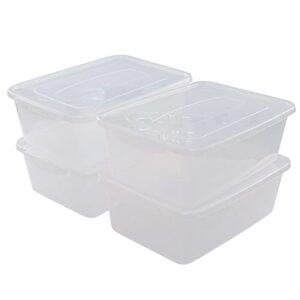hespama 14 qt plastic storage bins, 4 pack, latch storage box with lid