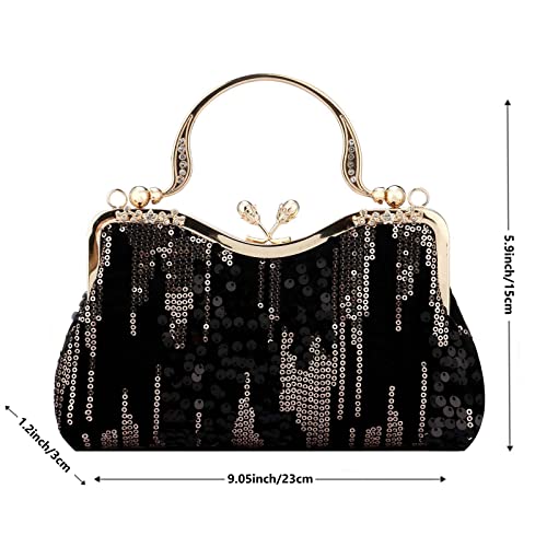 Simcat Evening Bag Wedding Party Clutch Purses for Women Large Handbag Vintage Sequin Beaded Design