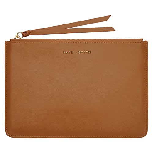 KATIE LOXTON Isla Womens Medium Vegan Leather Clutch Purse Pouch Tan