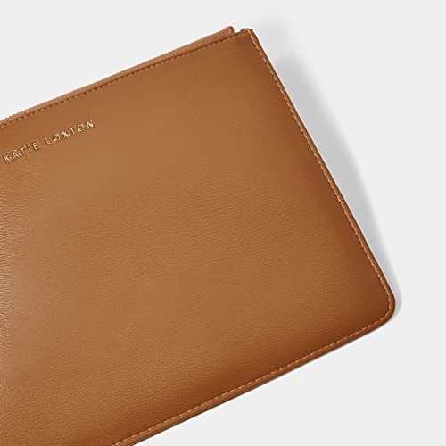 KATIE LOXTON Isla Womens Medium Vegan Leather Clutch Purse Pouch Tan