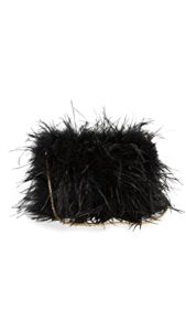 loeffler randall women’s mini feather pouch, black, one size