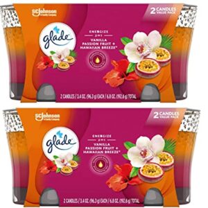 Glade Jar Candles, Fragrance Candles Infused with Essential Oils, Air Freshener Candles, 4 Candles 3.4 Oz (Vanilla Passion Fruit & Hawaiian Breeze)