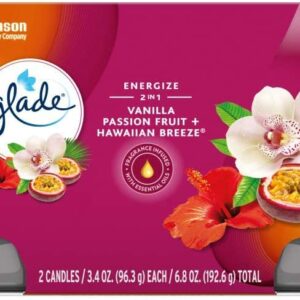 Glade Jar Candles, Fragrance Candles Infused with Essential Oils, Air Freshener Candles, 4 Candles 3.4 Oz (Vanilla Passion Fruit & Hawaiian Breeze)