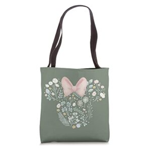 disney minnie mouse icon spring flowers sage green tote bag