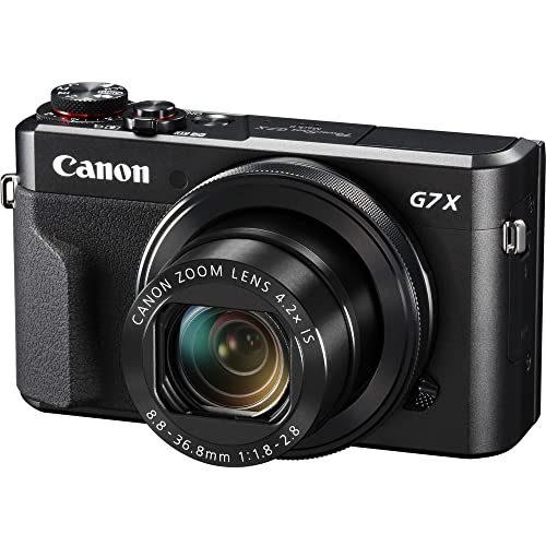 Canon PowerShot G7 X Mark II Digital Camera (1066C001) + 64GB Memory Card + Card Reader + Deluxe Soft Bag + Flex Tripod + Hand Strap + Memory Wallet + Cleaning Kit (Renewed)