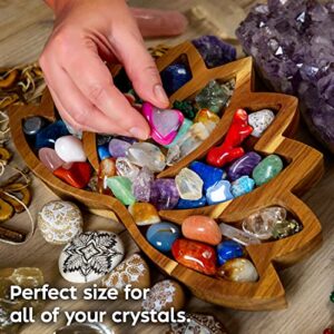 Curawood Lotus Crystal Tray for Stones - Display Your Crystals & Healing Stones - Crystal Holder for Stones Display - Crystal Shelf Display for Stones - Crystal Organizer Bowl for Crystals Stones