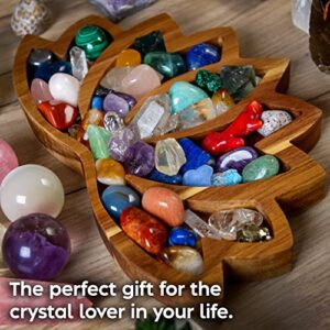 Curawood Lotus Crystal Tray for Stones - Display Your Crystals & Healing Stones - Crystal Holder for Stones Display - Crystal Shelf Display for Stones - Crystal Organizer Bowl for Crystals Stones