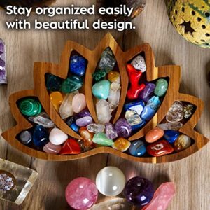 Curawood Lotus Crystal Tray for Stones - Display Your Crystals & Healing Stones - Crystal Holder for Stones Display - Crystal Shelf Display for Stones - Crystal Organizer Bowl for Crystals Stones