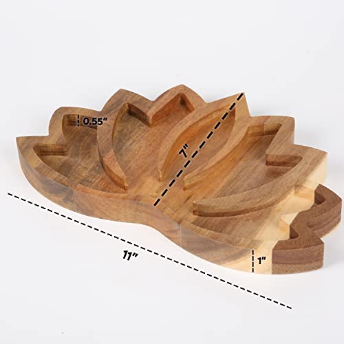 Curawood Lotus Crystal Tray for Stones - Display Your Crystals & Healing Stones - Crystal Holder for Stones Display - Crystal Shelf Display for Stones - Crystal Organizer Bowl for Crystals Stones